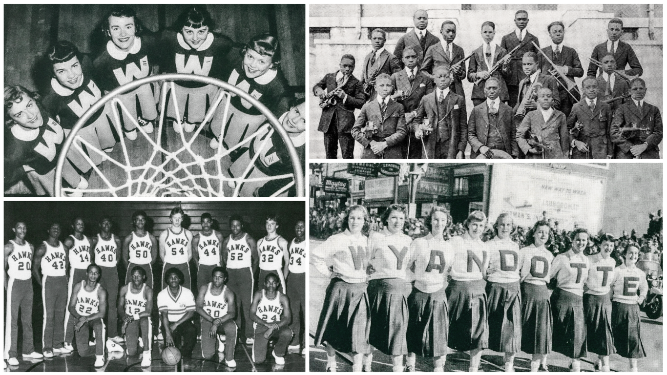 Collage of black and white photos from old yearbooks