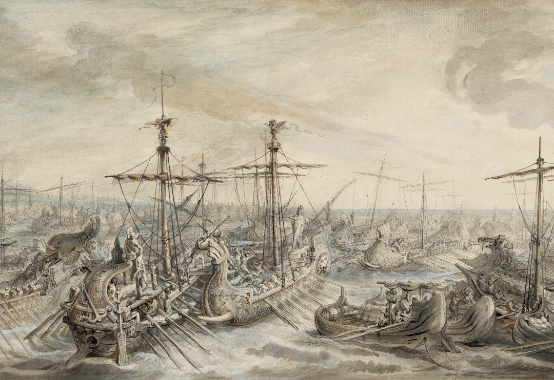 The Naval Battle Near Ecnomus (256 BC) by Gabriel de Saint-Aubin, circa 1763