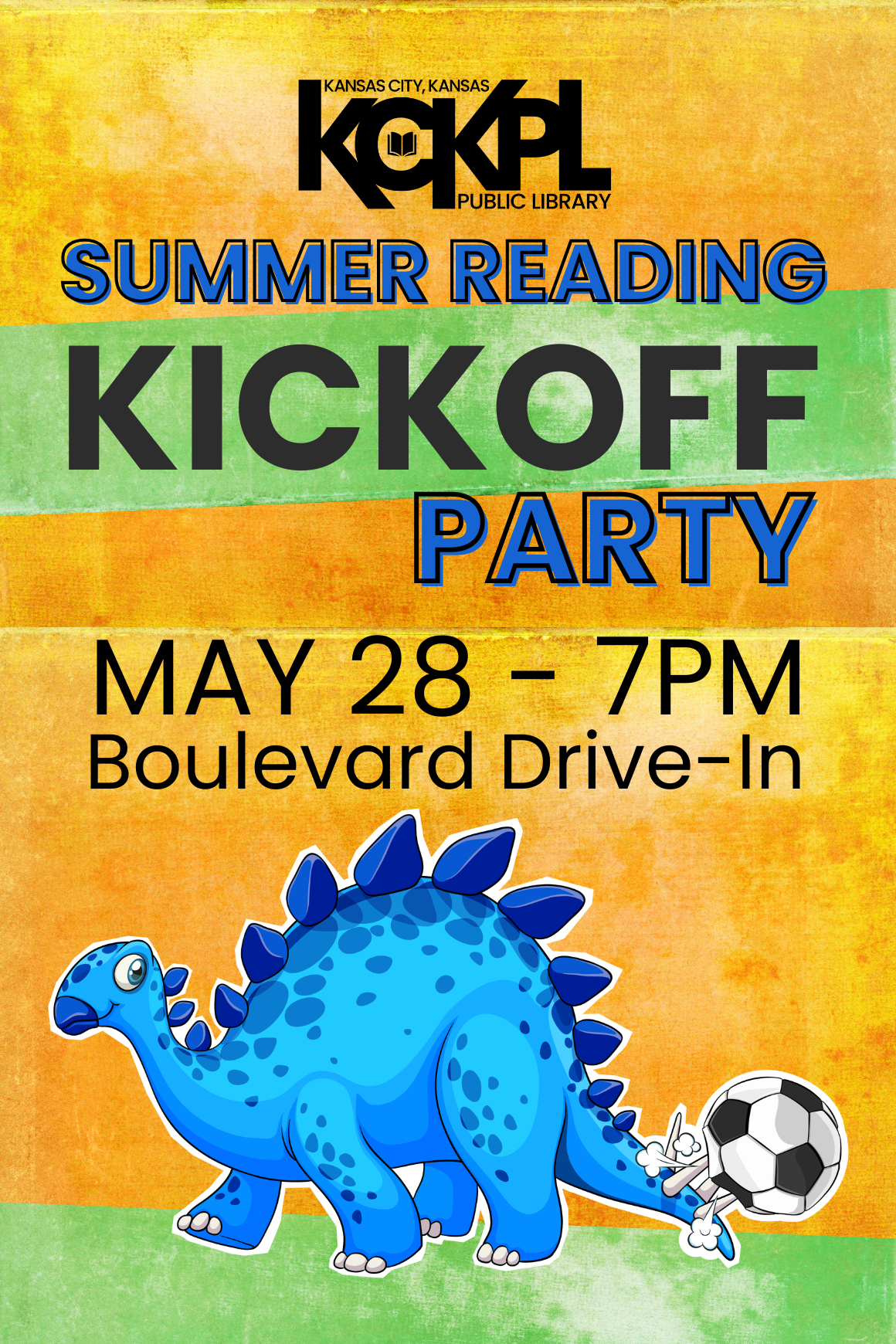 graphic for kckpl summer reading kickoff party may 28 7 pm boulevard drive-in