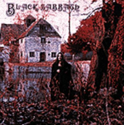 Black Sabbath self-titled music cd showing Ozzy Osbourne dressed in black in front of a white house