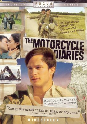 Motorcycle Diaries DVD cover showing a man in various scenes of a motorcycle trip