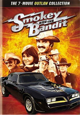 Smokey and the Bandit DVD cover showing a black trans am car and six people