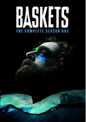 Baskets: The Complete Season One DVD cover showing a bearded man looking skyward