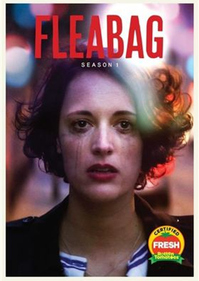 Fleabag Season 1 DVD cover showing a woman with a tear streaked face and mascara running down here cheeks