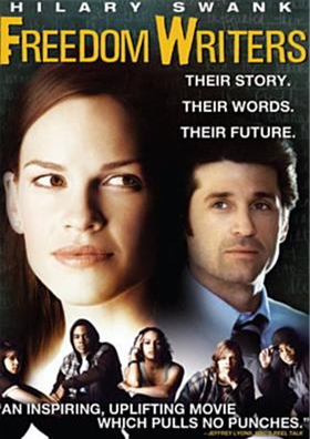 Freedom Writers DVD cover showing an adult woman and man with 5 students in various poses