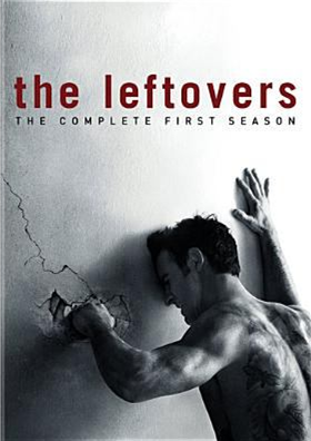 The Leftovers: The Complete First Season DVD cover showing a man with no shirt, tattoos on his back, punching a hole in the wall