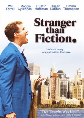 Stranger Than Fiction DVD cover showing a man in profile with the skyline of new york city in the background