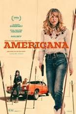 Americana dvd cover; woman walking and holding a gun, another woman leaning against a 70s style car