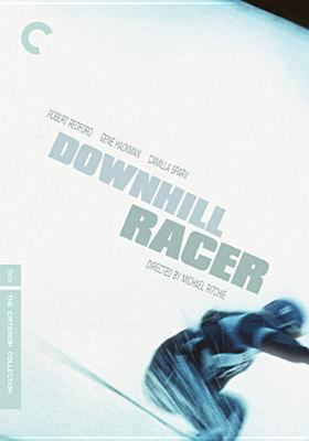 Downhill Racer dvd cover; person in a ski outfit appearing to be skiing down a snow covered hill