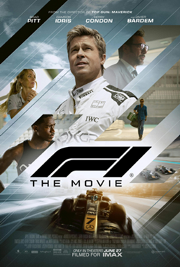 F1 dvd cover; race car driver in racing suit; racecar on a race track