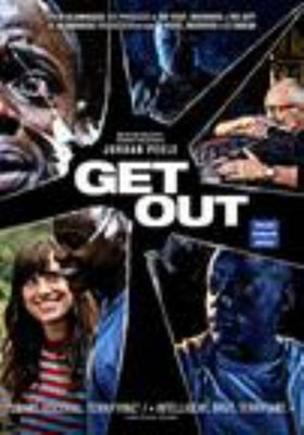 Get Out dvd cover; shards of broken glass with various images of people featured on each shard