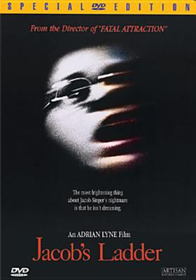Jacob's Ladder dvd cover; man's face expressing shock and the face is blurry