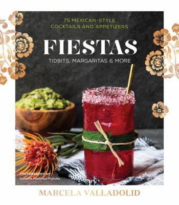Book cover featuring a dark background, white lettering and a red drink, a flower and a bowl of guacamole sitting on a counter