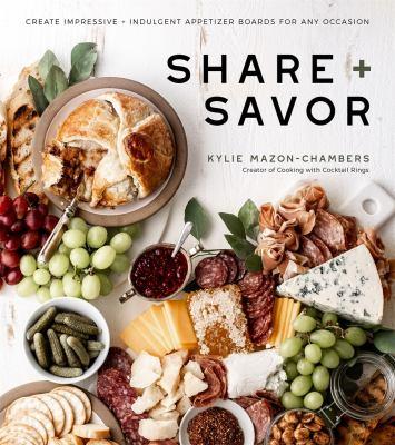 book cover with a white background featuring various cheeses, fruits, crackers and other snacks