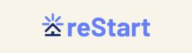 logo for reStart in light blue letters on a cream background
