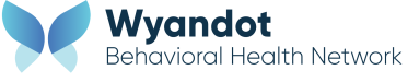 logo for wyandot behavioral health network with blue butterfly graphic