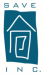 logo for Save Inc with a drawn house in white on a turquoise background