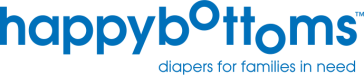 logo for Happy Bottoms organization with text diapers for families in need