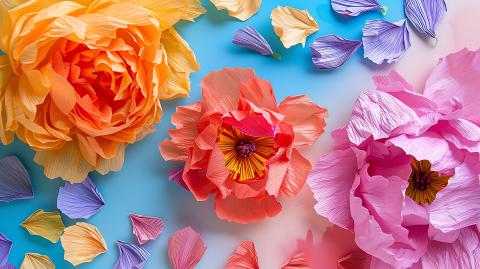 Adobe Stock Image of Crepe Paper Flowers