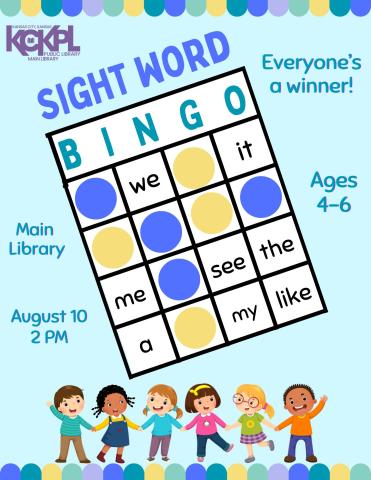 bingo card with sight words and spaces marked off
