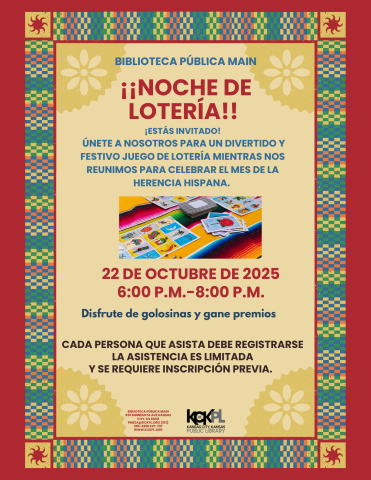 BILINGUAL EVENT: Únete a nosotros para un divertido y festivo juego de Lotería mientras nos reunimos para celebrar el mes de la Herencia Hispana.  Join us for a fun and festive game of Lotería as we come together to celebrate Hispanic Heritage Month.