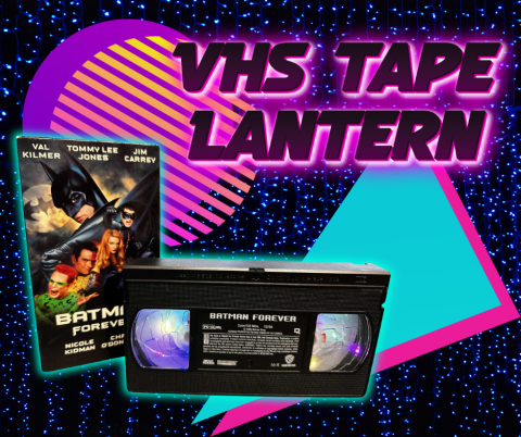 retro style background with two VHS tapes pictured