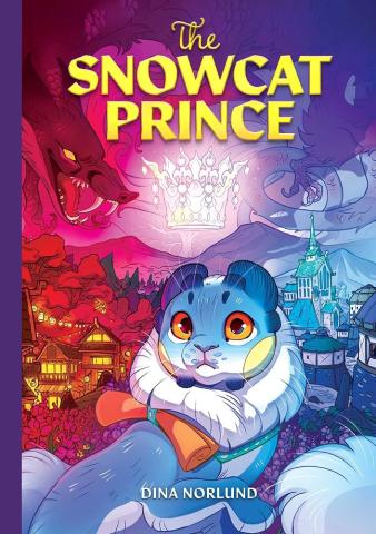 A picture of the cover of Snowcat Prince where a blue cat is surrounded by nefarious creatures like snakes and hawks.