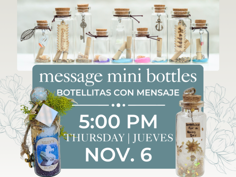 flyer with decorated mini cork bottles