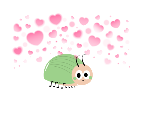 bug with pink hearts