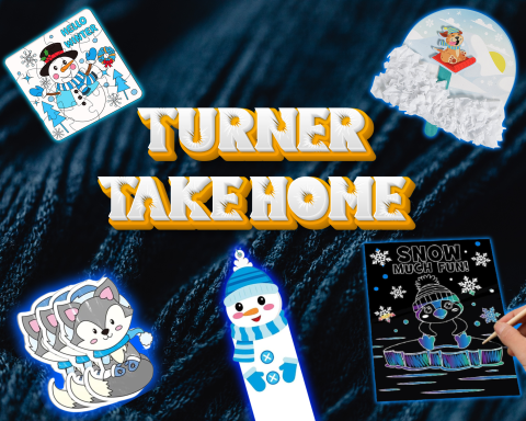 A graphic showing Sledding Animals, Winter Jigsaw Puzzle, Winter Animal Bookmark, Rainbow Winter Scratch Poster, and Polar Animal craft. 