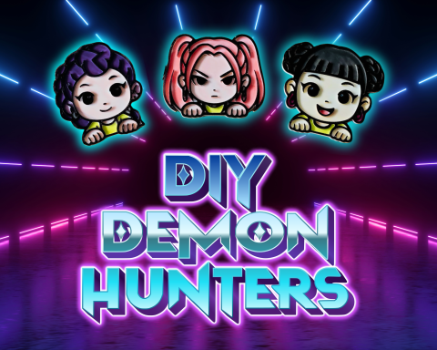 A graphic of PLA Demon Hunters to color for the program.