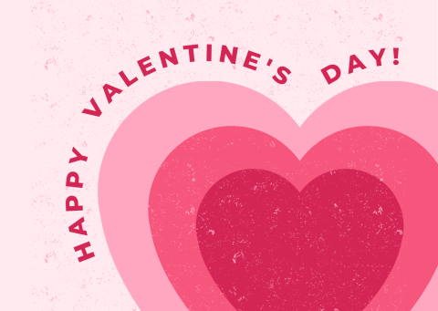 Pink heart with the words Happy Valentine's Day around it