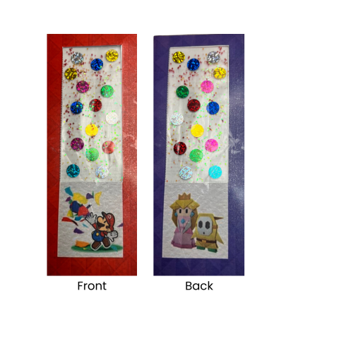 mario paper bookmark with confetti