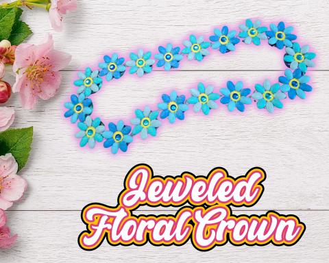 A picture of a finished Jeweled Floral Crown