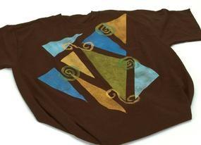 black tshirt painted with colorful triangles