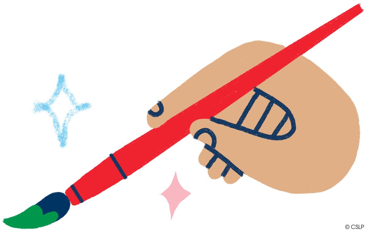 illustration of a hand holding paint brush