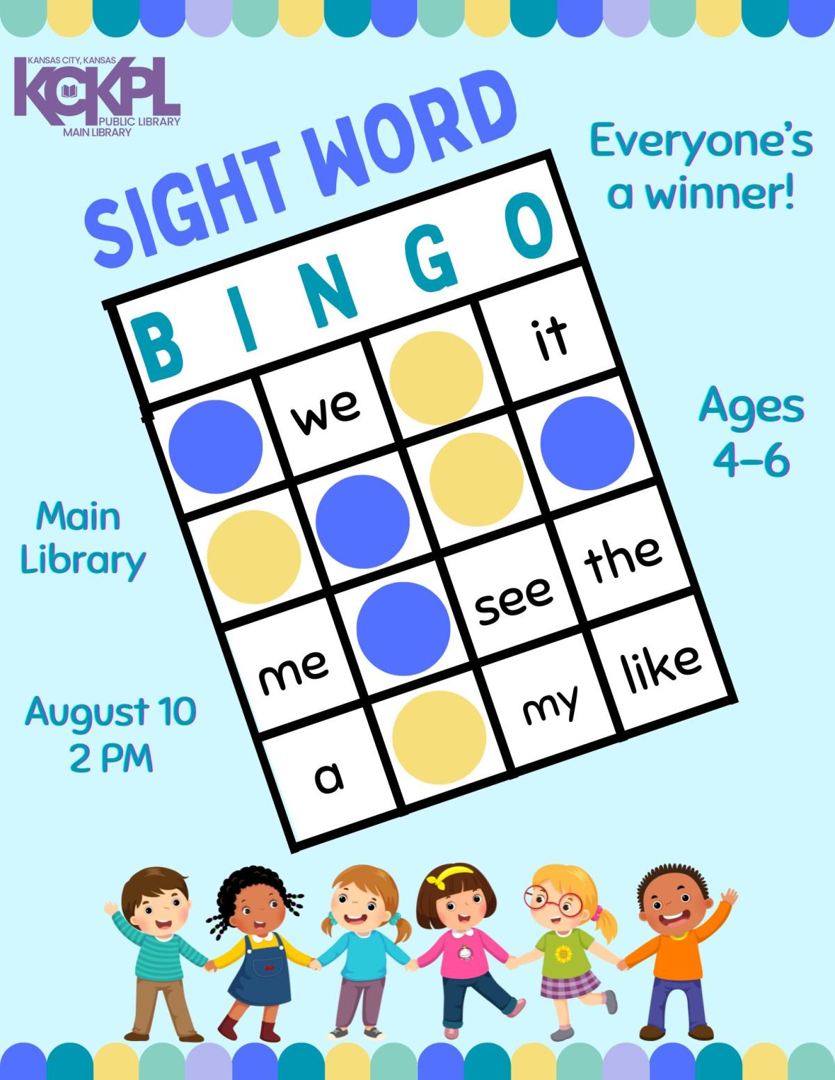 bingo card with sight words and spaces marked off