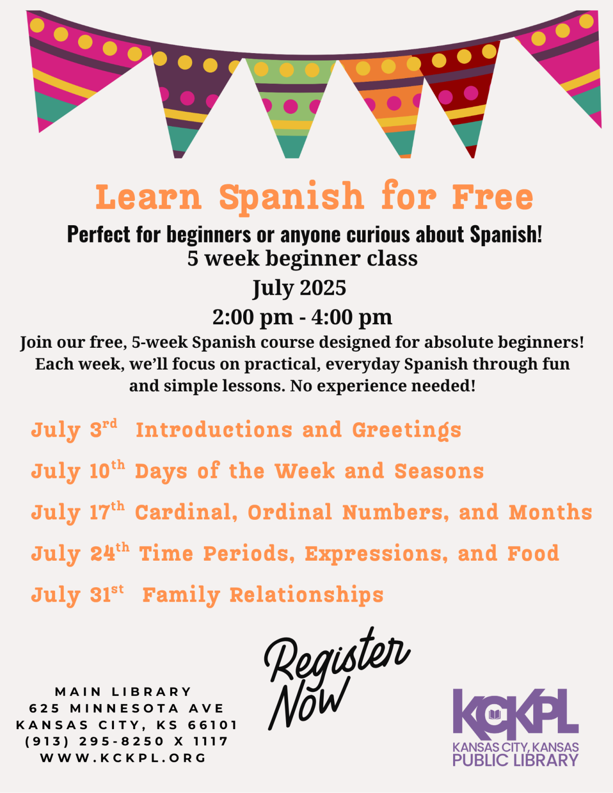 Spanish Classes for Beginners. 18 years and up.