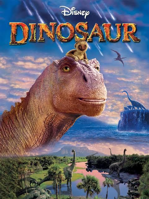 multiple dinosaurs with asteroids falling in the sky