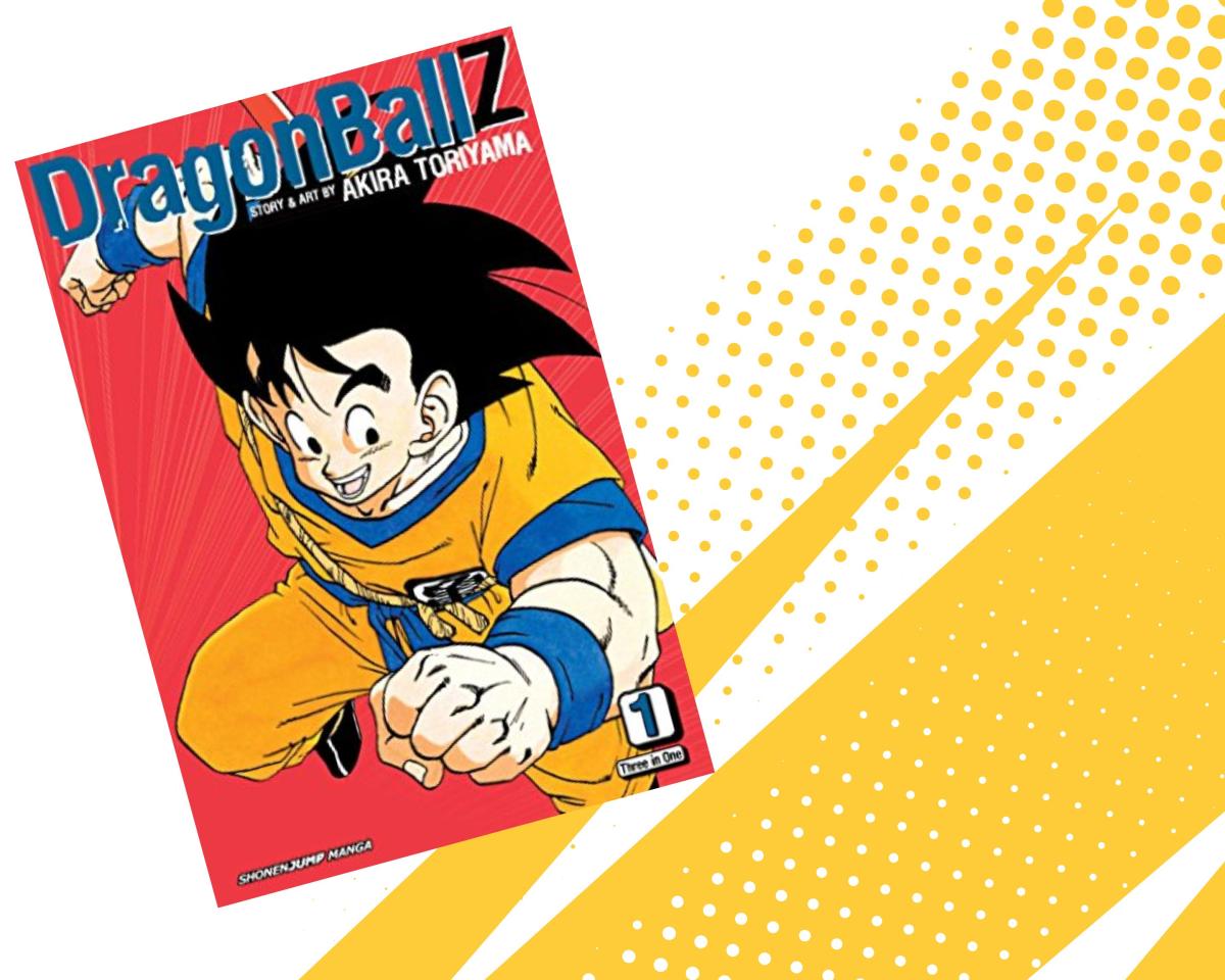 A white background with a brushed golden hue with Dragonball Z vol. 1-3 on top of it.