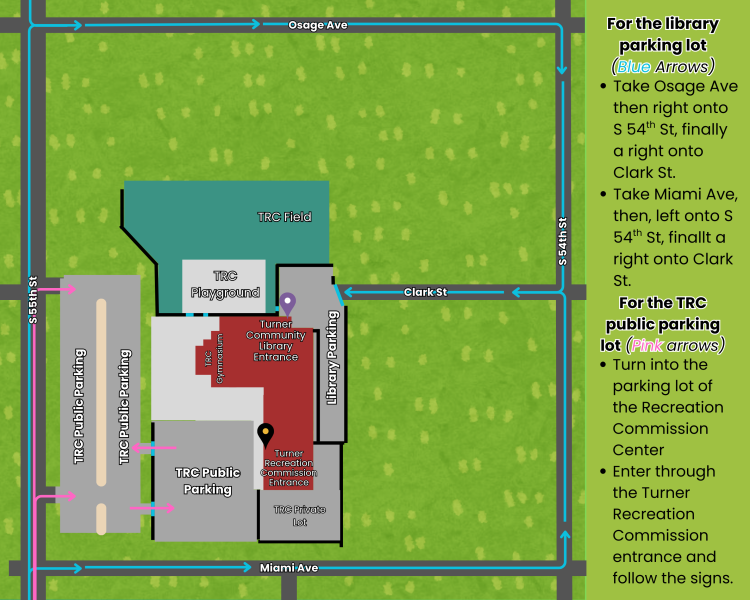 graphic map of Turner Community Library directions